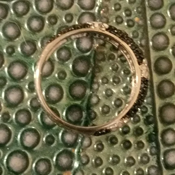 JTV Black and White Paw-Print Sterling Silver Band Ring Sz 7 - Picture 6 of 9